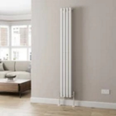 Designer Radiator Vertical White Oval Column Rads Single Panel 1800x240mm