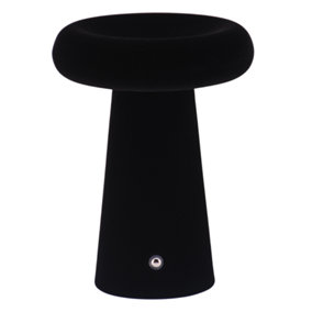 Designer Soft Black Felt Rechargeable Lamp with Donut Shade 3-Way Touch Dimmable