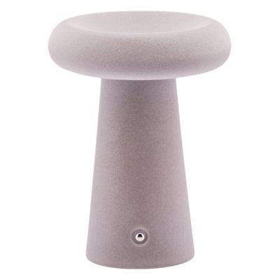 Designer Soft Grey Felt Rechargeable Lamp with Donut Shade 3-Way Touch Dimmable