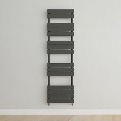 Designer Vertical Anthracite Single Panel Towel Radiator (H) 1600mm x (W) 450mm.