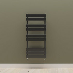 Designer Vertical Black Single Panel Towel Radiator (H) 1000mm x (W) 450mm.