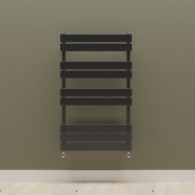 Designer Vertical Black Single Panel Towel Radiator (H) 1000mm x (W) 600mm.