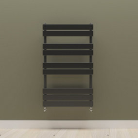 Designer Vertical Black Single Panel Towel Radiator (H) 1000mm x (W) 600mm.