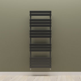 Designer Vertical Black Single Panel Towel Radiator (H) 1600mm x (W) 600mm.