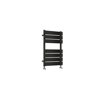 Designer Vertical Black Single Panel Towel Radiator (H) 650mm x (W) 400mm, 1211 BTU.