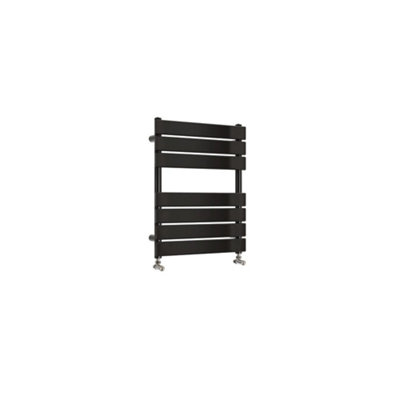 Designer Vertical Black Single Panel Towel Radiator (H) 650mm x (W) 500mm, 1409 BTU.