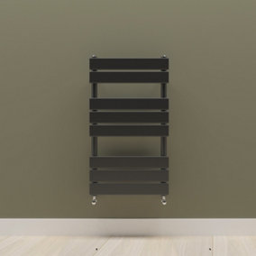Designer Vertical Black Single Panel Towel Radiator (H) 800mm x (W) 450mm.