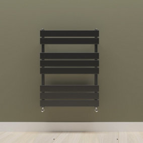 Designer Vertical Black Single Panel Towel Radiator (H) 800mm x (W) 600mm.