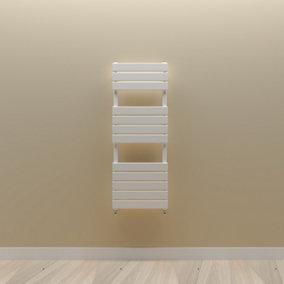 Designer Vertical White Single Panel Towel Radiator (H) 1200mm x (W) 450mm.