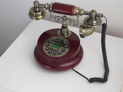 DESIGNO Replica Antique Telephone Vintage Home Landline Corded Working Classical Phone Machine (Wooden)