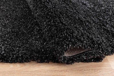 Desire Rugs Plain Living Room Shaggy Area Rugs Anthracite Round 120x120 cm