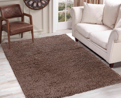 Desire Rugs Plain Living Room Shaggy Area Rugs D.Beige Round 120x120 cm