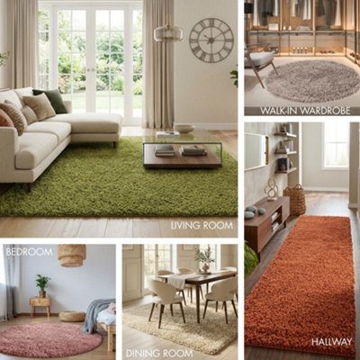 Desire Rugs Plain Living Room Shaggy Area Rugs Duckegg Runner 60x220 cm