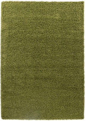 Desire Rugs Plain Living Room Shaggy Area Rugs Green Round 120x120 cm