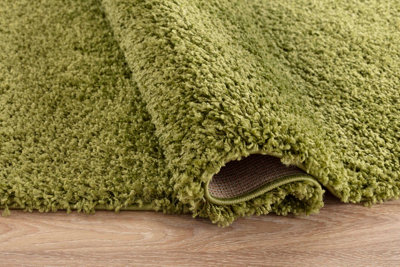 Desire Rugs Plain Living Room Shaggy Area Rugs Green Round 120x120 cm