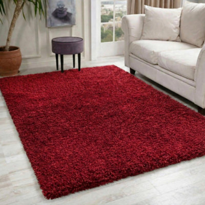 Desire Rugs Plain Living Room Shaggy Area Rugs Red 160x230 cm