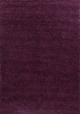 Desire Rugs Plain Living Room Shaggy Area Rugs Violet Round 120x120 cm