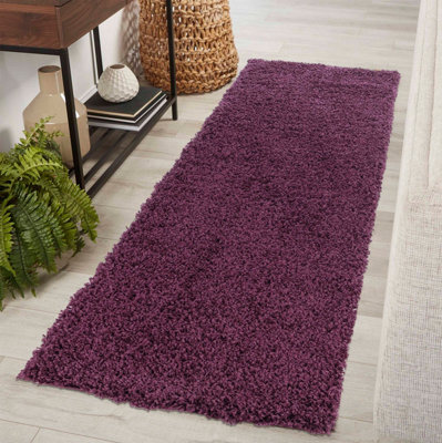 Desire Rugs Plain Living Room Shaggy Area Rugs Violet Runner 60x220 cm