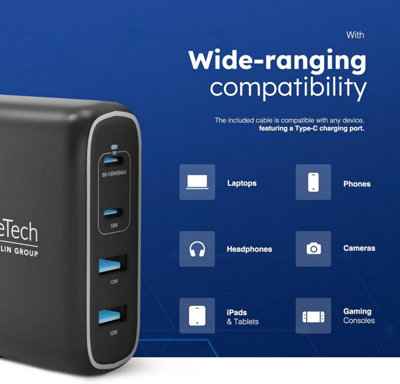 Desiretech 100W USB C Charger, 4 Port Fast Charging Laptop Charger with ...