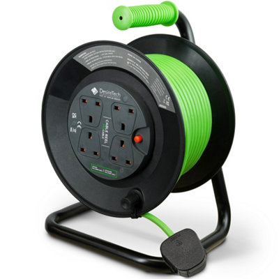 Desiretech 25M Heavy Duty Portable Cable Reel Extension 4 Sockets ...
