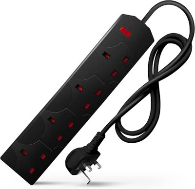 GEEPAS 3 Gang Extension Lead, 1M Cable | 3-Way Plug Extension Cable, 13A | Wall Mountable & Multi Socket Mains Strip For Home Bedroom Office | Heavy
