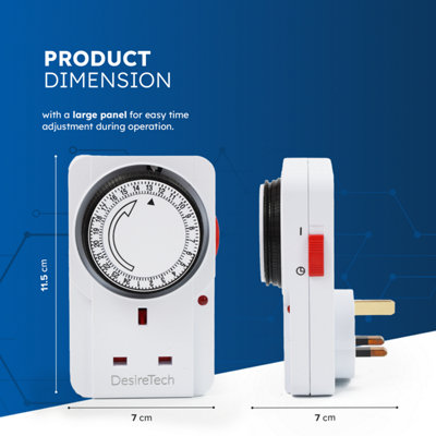 Desiretech Plug-in Timer Switch, 24 Hour Segment Timer, Light Timer ...