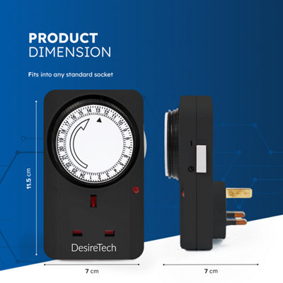 Desiretech Plug-in Timer Switch, 24 Hour Segment Timer, Light Timer ...