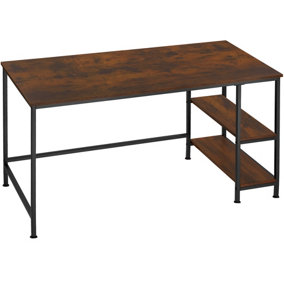Desk Canton - shelf with 2 storage compartments - Industrial wood dark, rustic