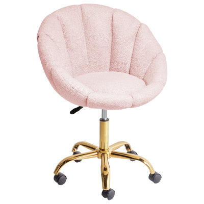 Desk Chair ANNABELLE Boucle Pastel Pink