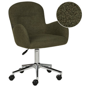 Desk Chair Boucle Dark Green PRIDDY