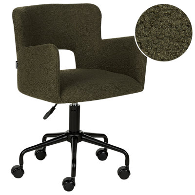 Desk Chair Boucle Dark Green SANILAC