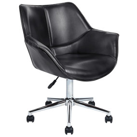 Desk Chair Faux Leather Black NEWDALE