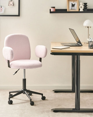 Desk Chair MORAGA Boucle Pastel Pink
