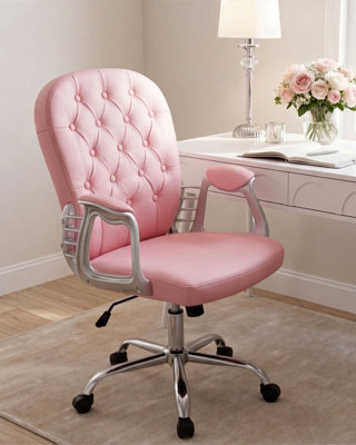 Desk Chair PRINCESS Faux Leather Pink