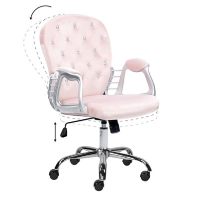 Desk Chair PRINCESS Velvet Pastel Pink