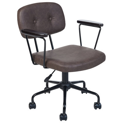 Desk Chair Swivel ALGERITA Faux Leather Dark Brown