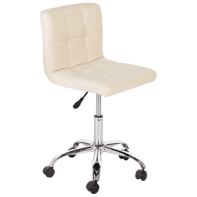 Desk Chair Swivel MARION Faux Leather Beige