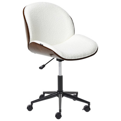 Desk Chair Swivel MENESHA Boucle White