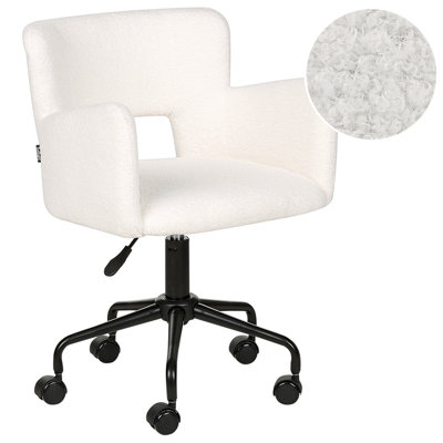 Desk Chair Swivel SANILAC Boucle Off-White