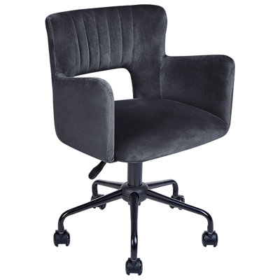 Desk Chair Swivel SANILAC Velvet Black