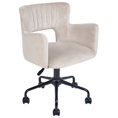 Desk Chair Swivel SANILAC Velvet Taupe