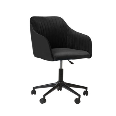 Desk Chair Swivel VENICE Velvet Black