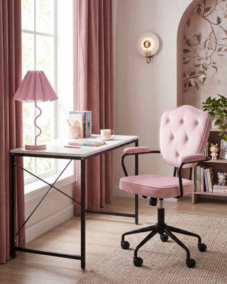 Desk Chair VELISSE Velvet Pastel Pink