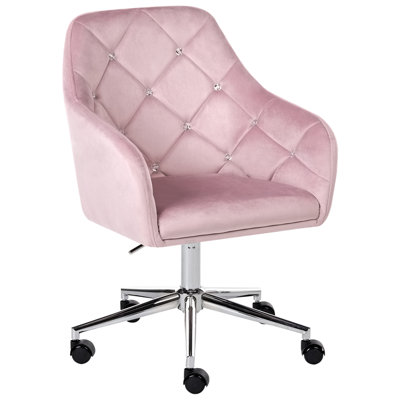 Desk Chair VELORIA Velvet Pastel Pink