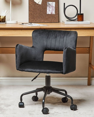 Desk Chair Velvet Black SANILAC