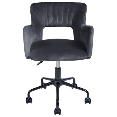 Desk Chair Velvet Black SANILAC