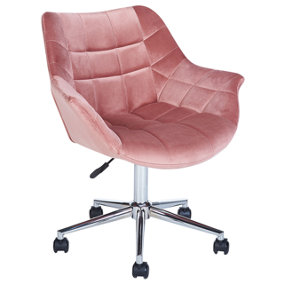 Desk Chair Velvet Pink LABELLE