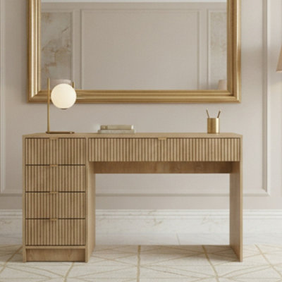 Desk Computer Workstation Tireno Cremona Oak Laminated Wood MDF Grooved ...