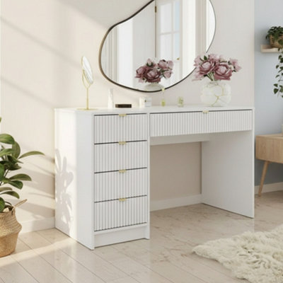 Desk Computer Workstation Tireno White Velvet Laminated Wood MDF ...