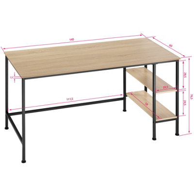 Desk Donegal w/built in shelves (140x60x76.5cm) - industrial wood light, oak Sonoma